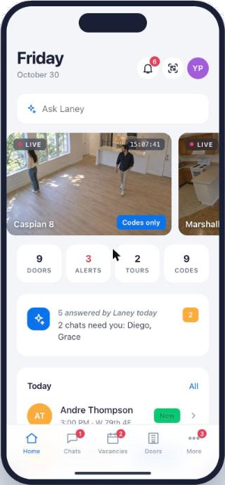 Home on the Antler app: live cameras, doors, tours and codes