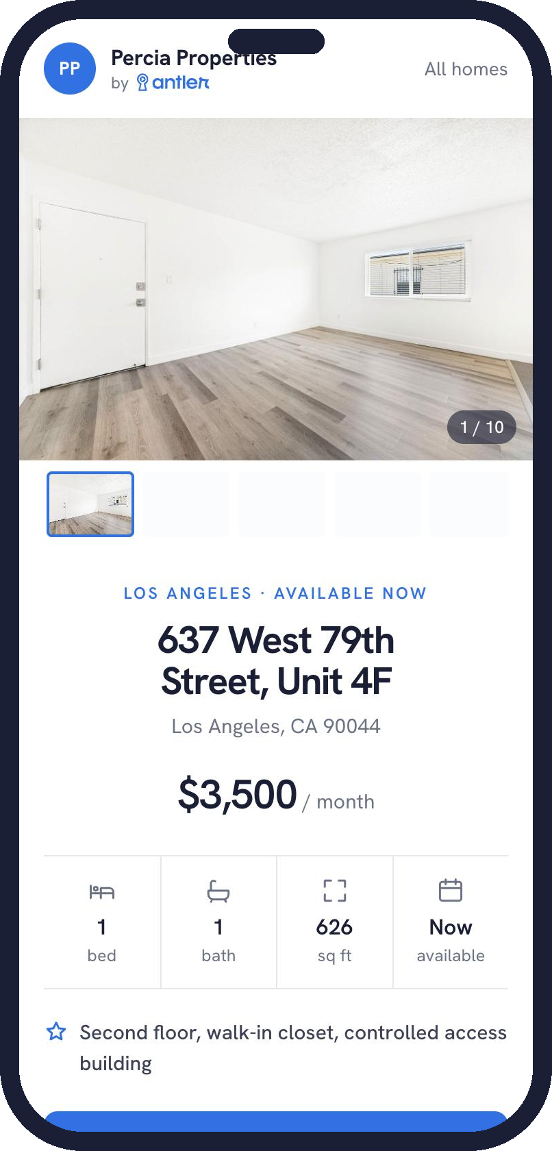 The home's page on a phone: photos, price, Tour it yourself